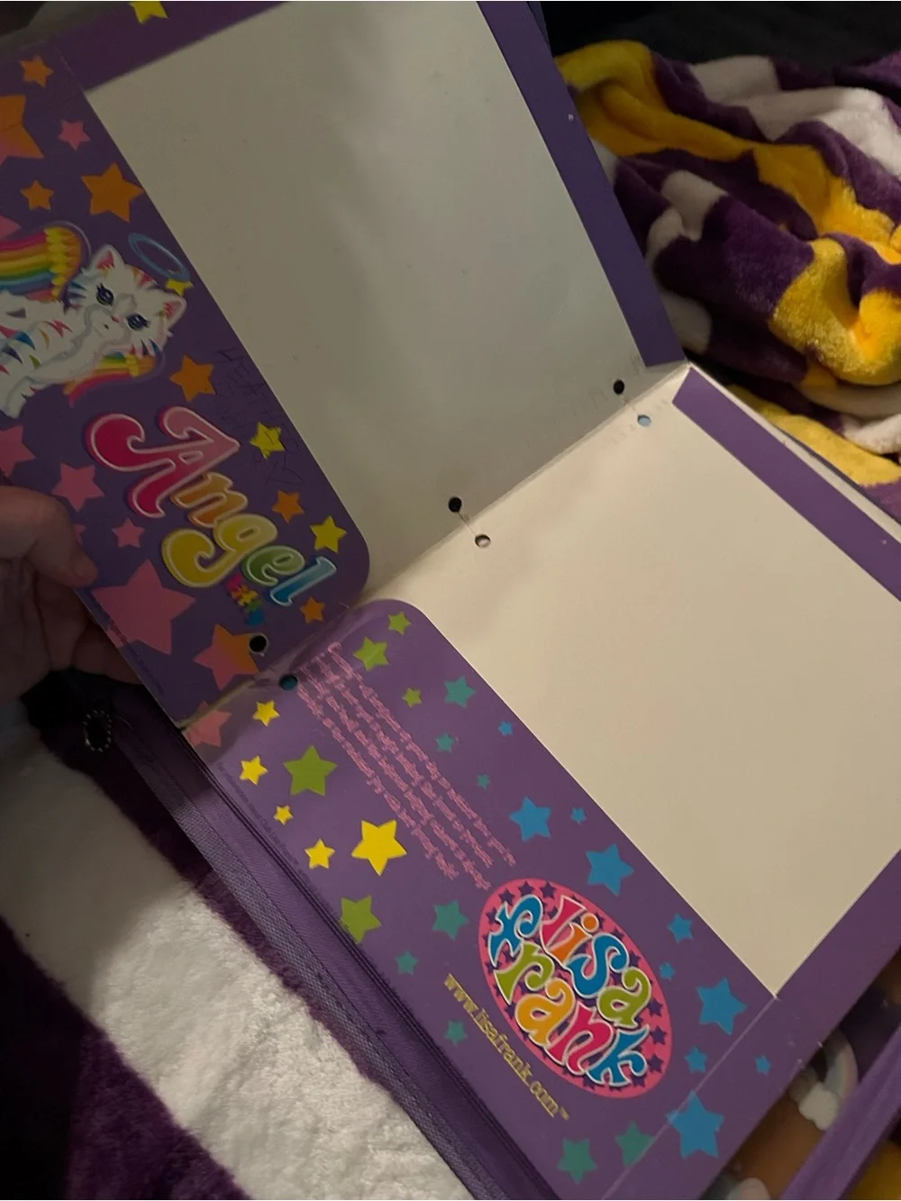 Lisa Frank Rainbow Winged Kitty Purple Rainbow Binder